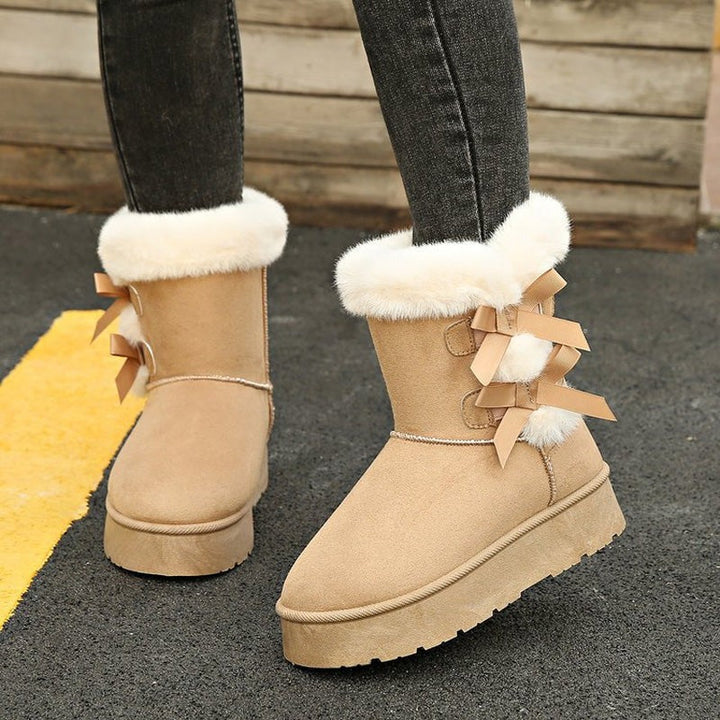 Lía - Botas de Neve com Laço e Forro Quente