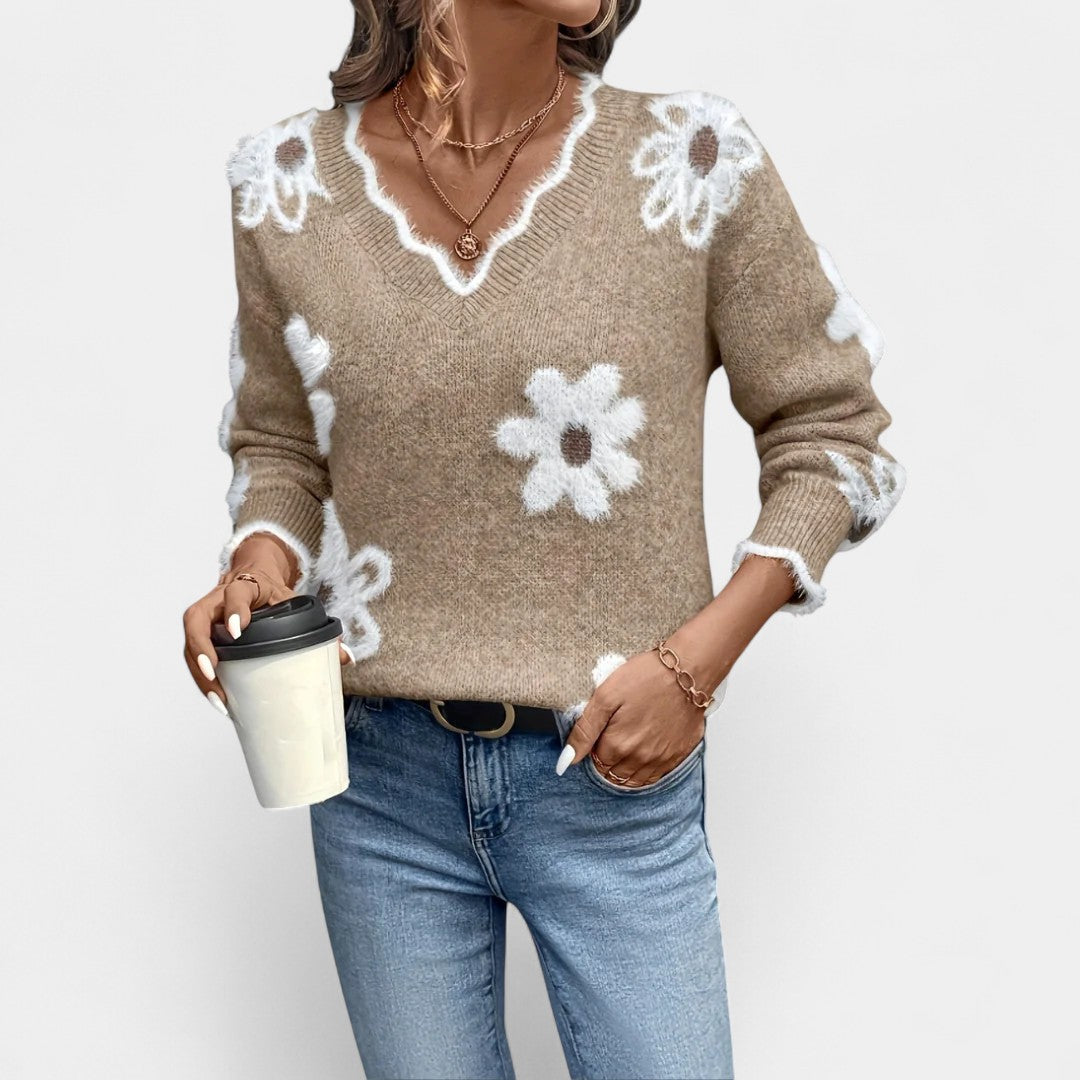 Thea Camisola Floral Elegante com Decote em V