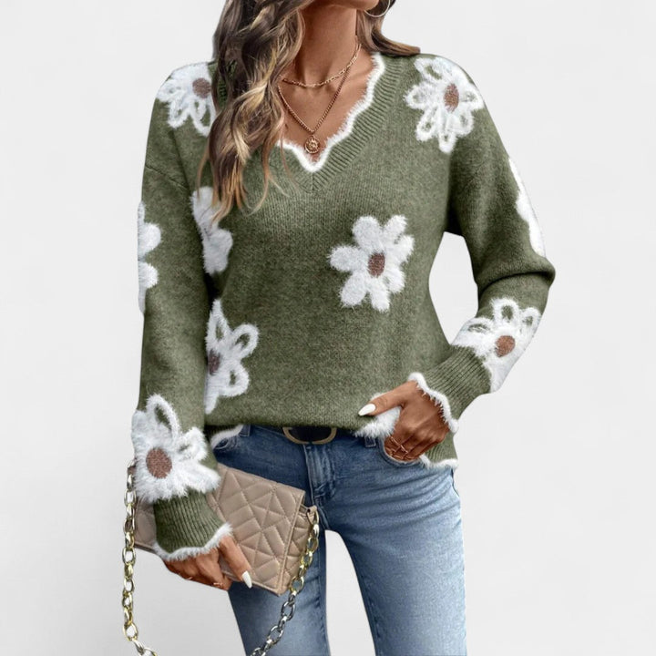 Thea Camisola Floral Elegante com Decote em V