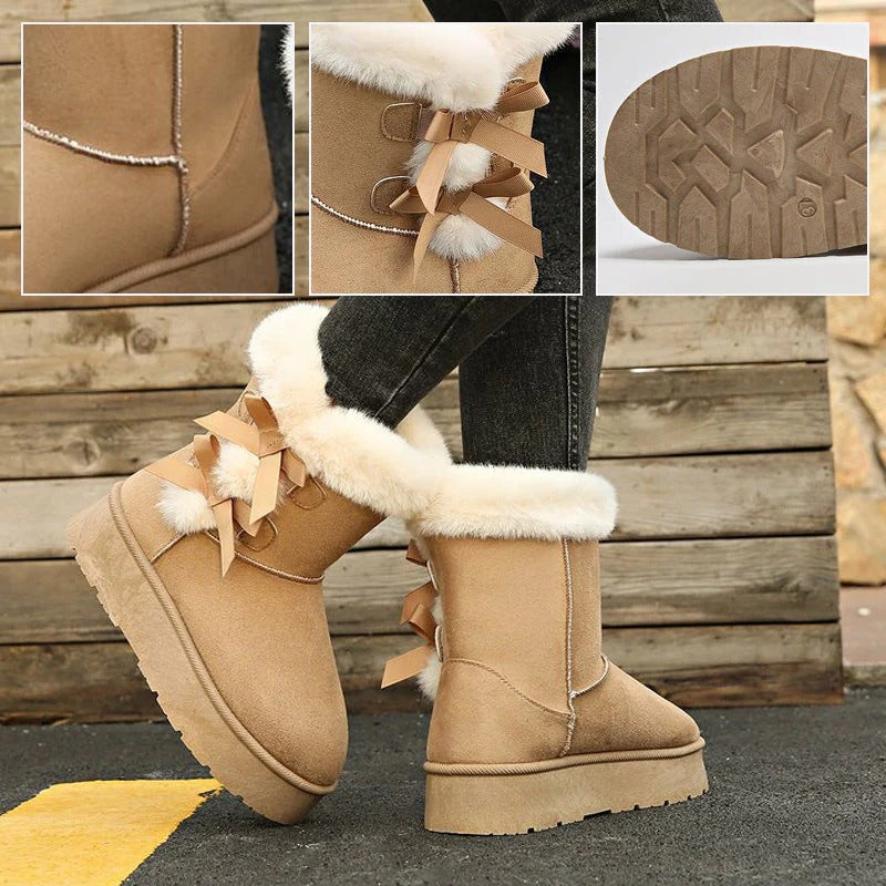 Lía - Botas de Neve com Laço e Forro Quente