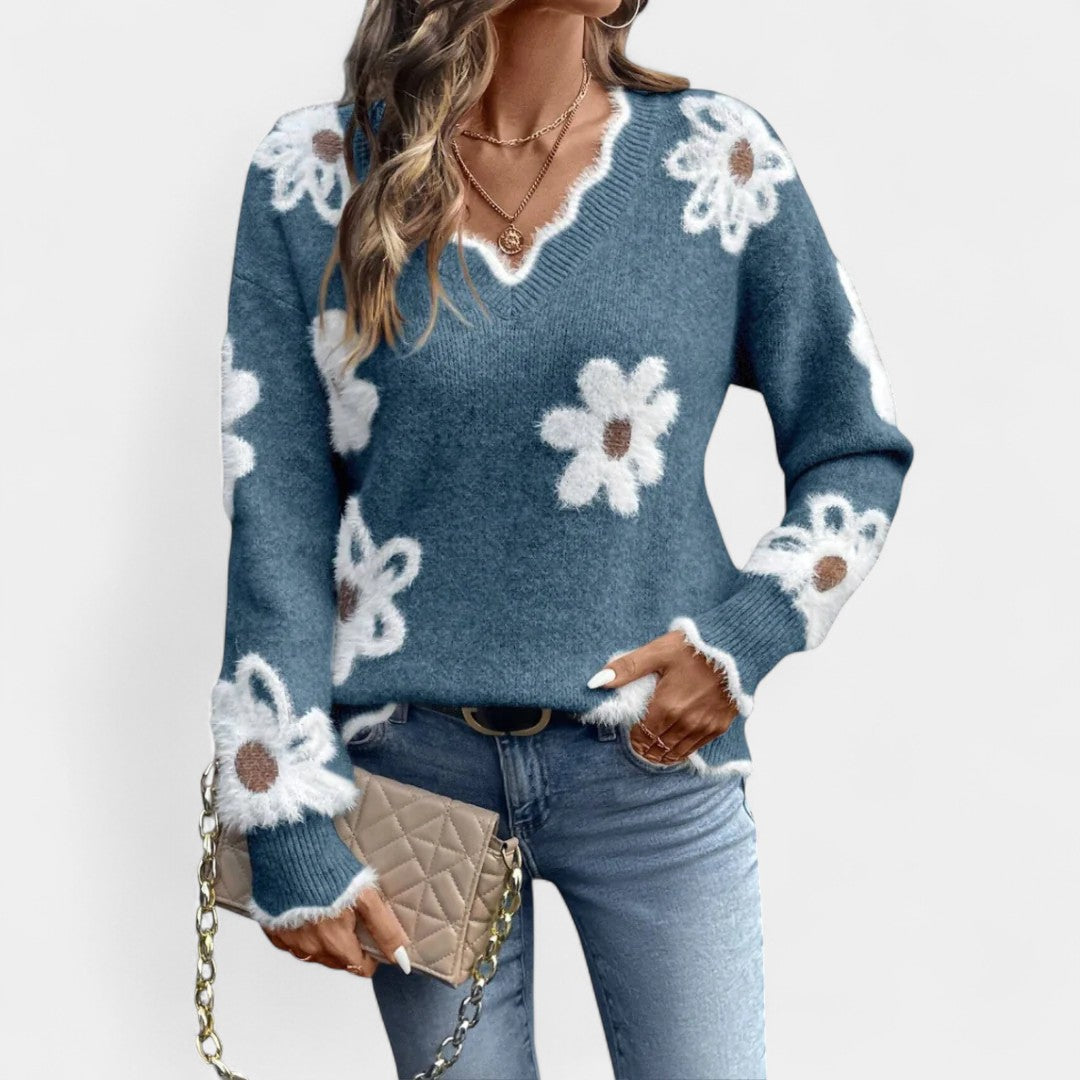 Thea Camisola Floral Elegante com Decote em V