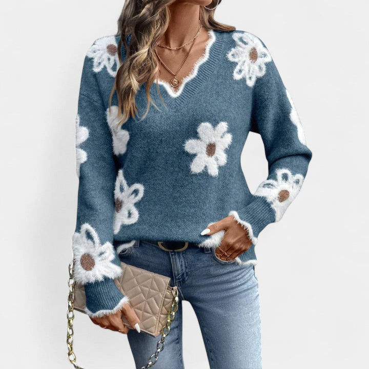 Thea Camisola Floral Elegante com Decote em V