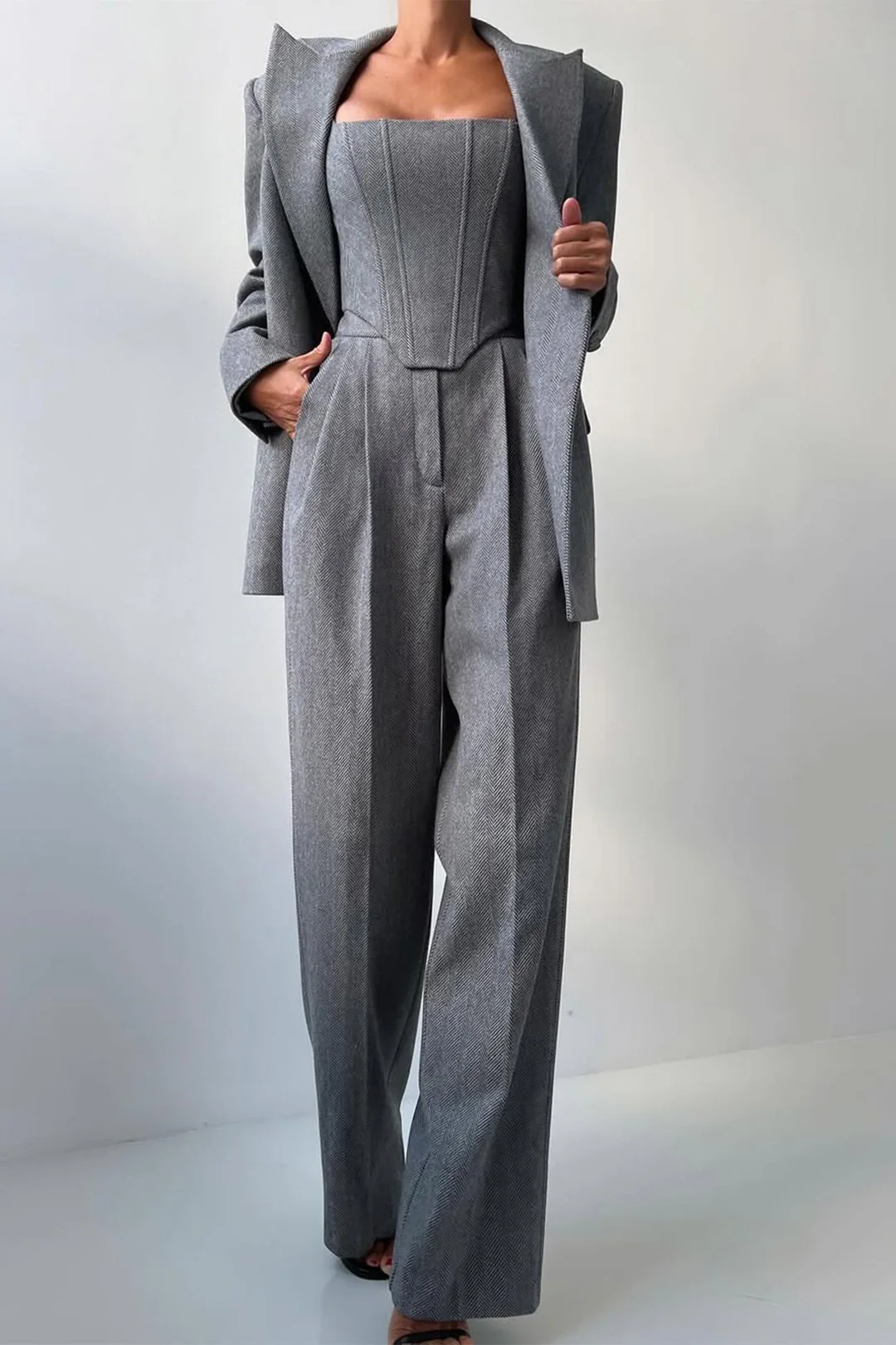 Dolce - Conjunto de Três Peças com Blazer de Dupla Botoadura