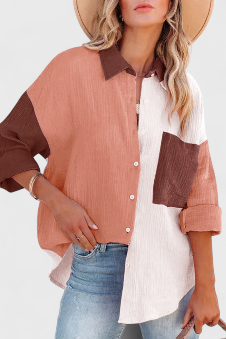 Juniper Blusa de Botões em Bloco de Cor