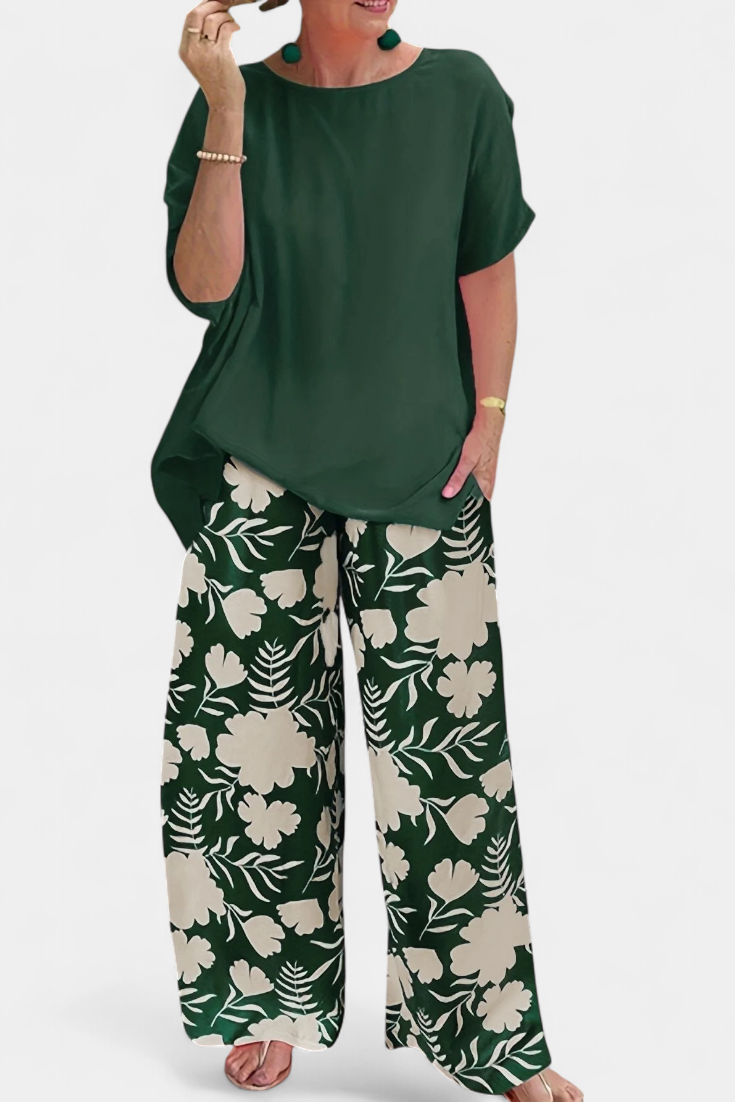 Aivy Conjunto Floral de Duas Peças com Toque Descontraído