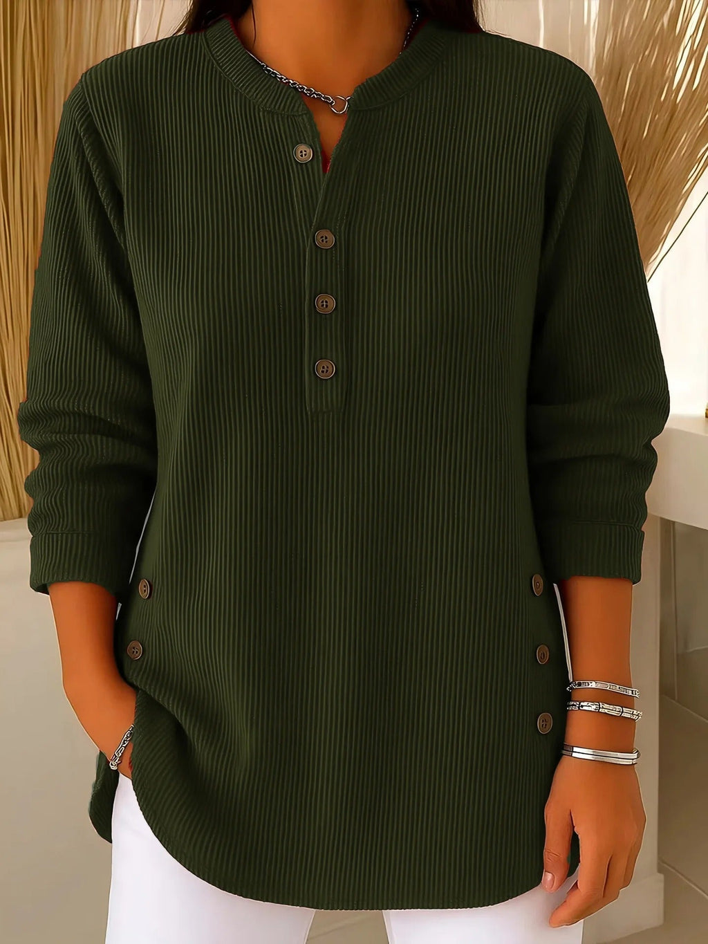 Elise - Camisola de Malha Lisa com Mangas Compridas