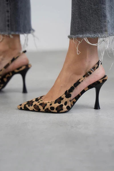 Mónica – Sapatos de Salto de Leopardo com Biqueira Afiada