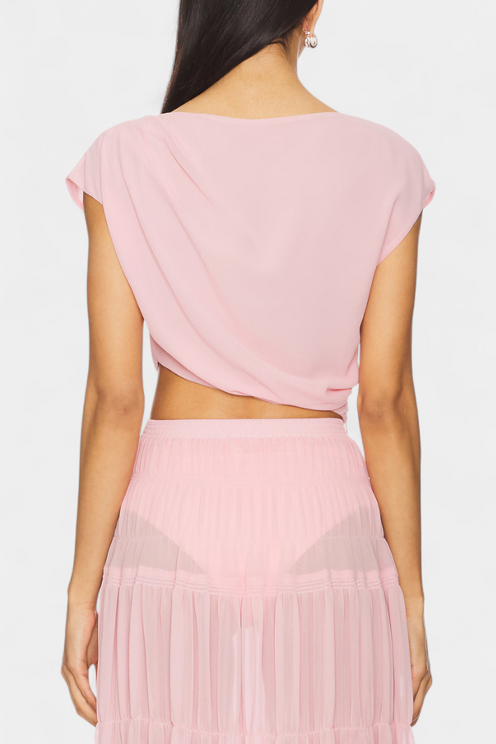 Nalia Saia de Chifon com Cintura Elástica e Camadas Vaporosas