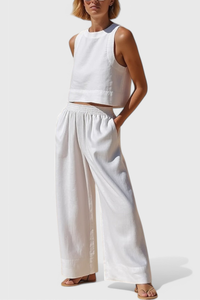 Avelina Conjunto Minimalista em Algodão e Linho Leve