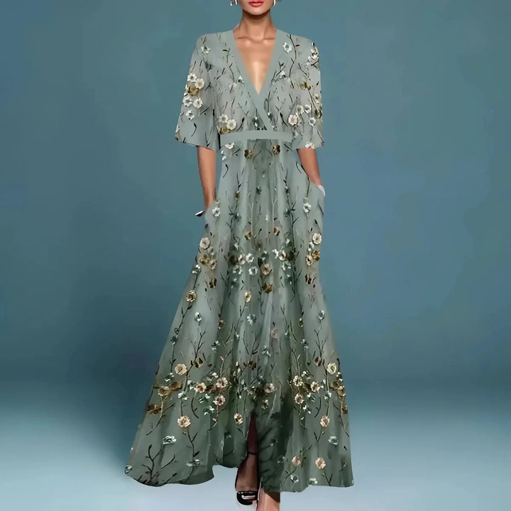 Valentina | Vestido Maxi Elegante com Decote Pronunciado
