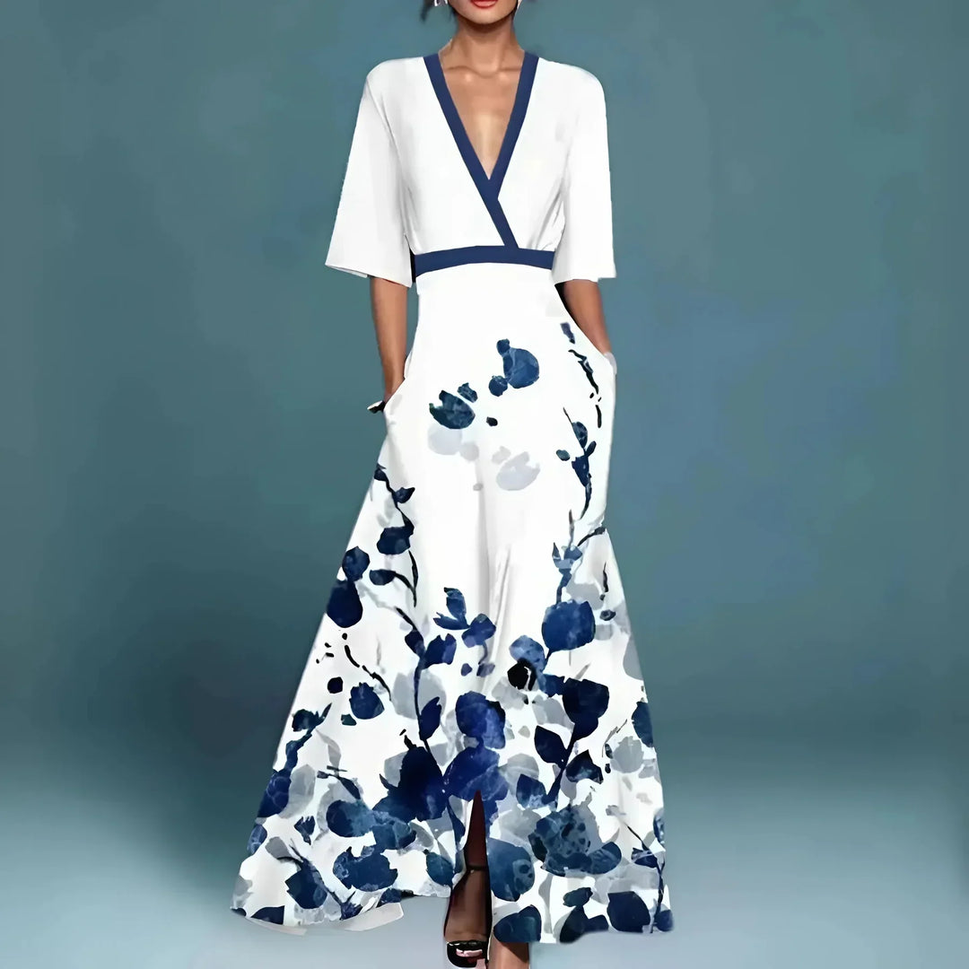 Valentina | Vestido Maxi Elegante com Decote Pronunciado