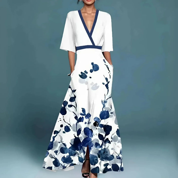 Valentina | Vestido Maxi Elegante com Decote Pronunciado