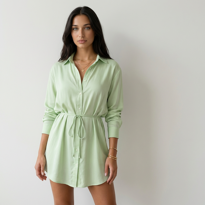 Gabriela - Vestido Camiseiro Acetinado