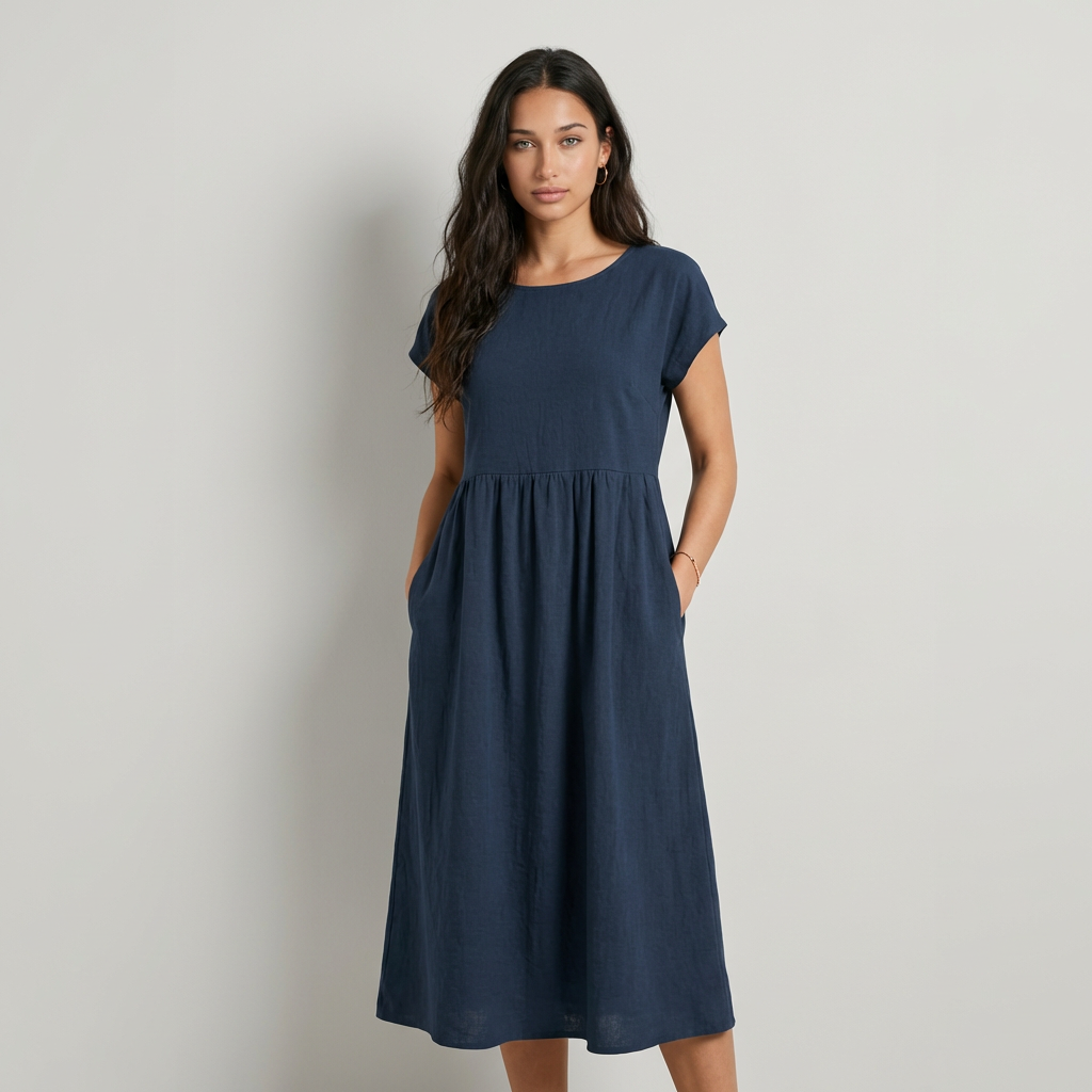 Chira - Vestido Midi com Mangas Curtas