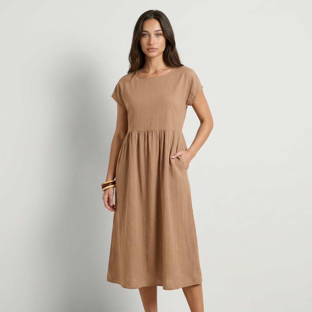 Chira - Vestido Midi com Mangas Curtas
