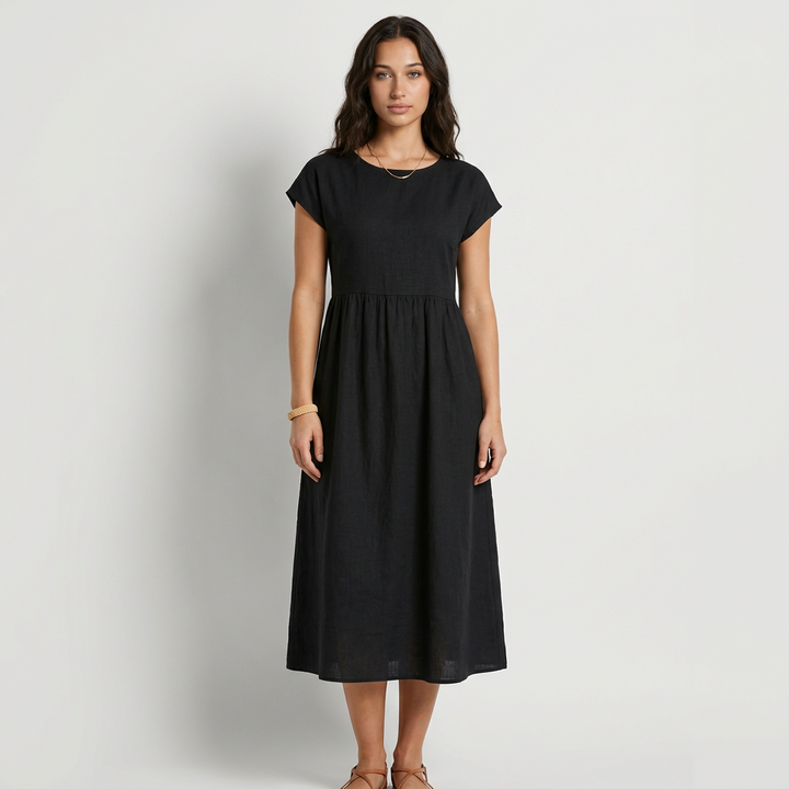 Chira - Vestido Midi com Mangas Curtas