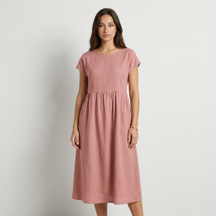 Chira - Vestido Midi com Mangas Curtas