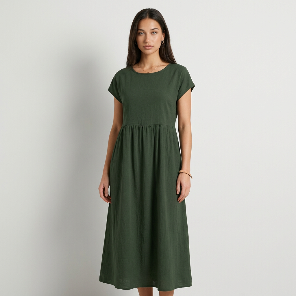 Chira - Vestido Midi com Mangas Curtas