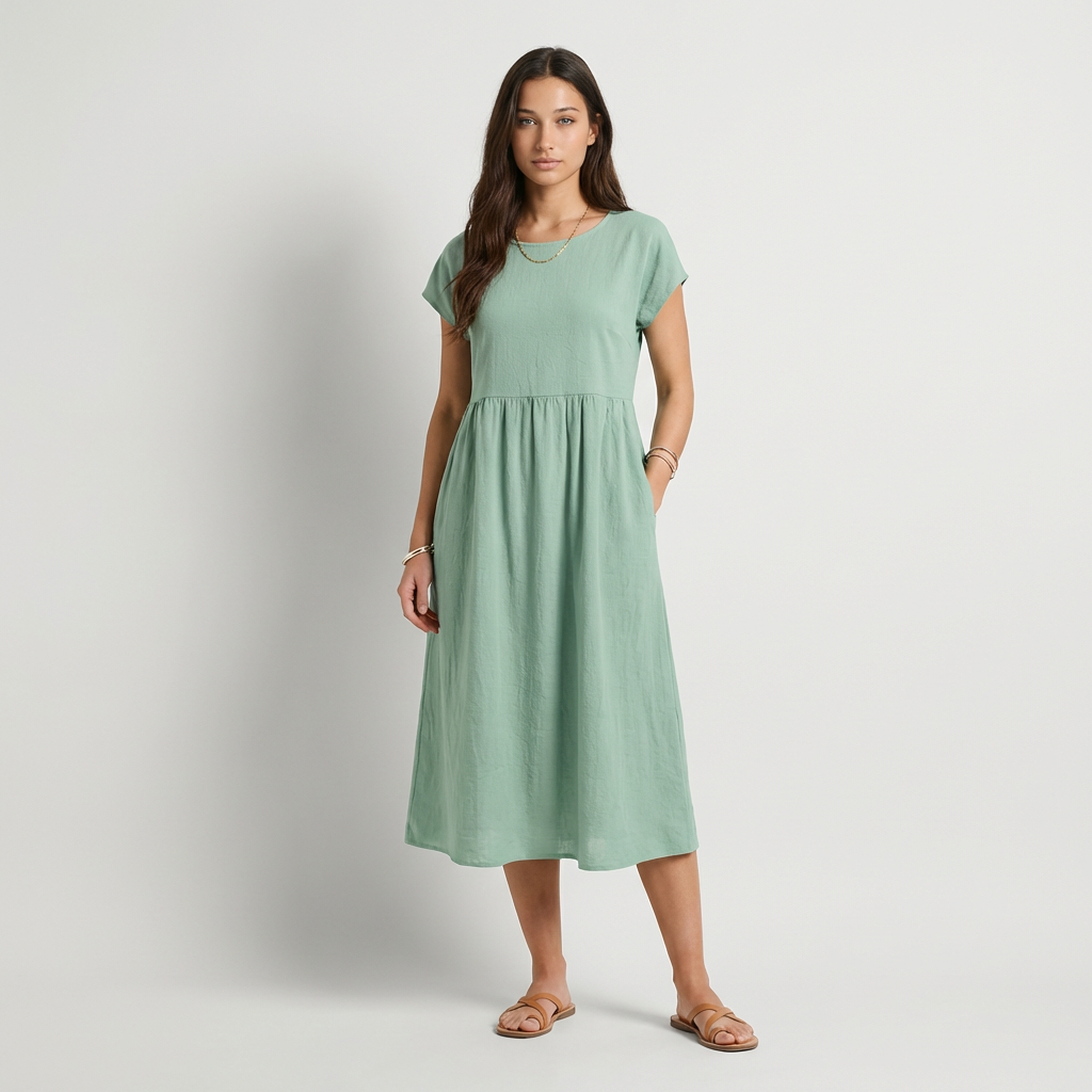 Chira - Vestido Midi com Mangas Curtas