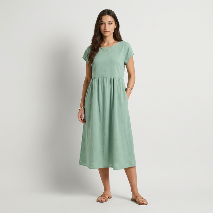 Chira - Vestido Midi com Mangas Curtas