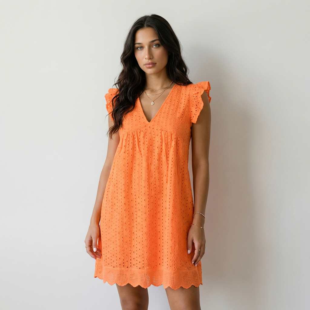 Elena - Vestido Mini com Bordado Inglês