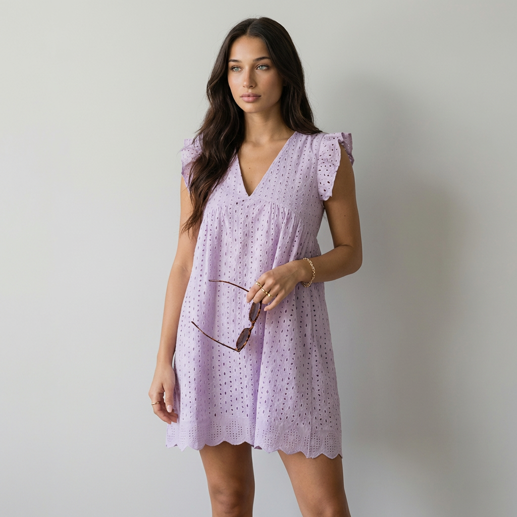 Elena - Vestido Mini com Bordado Inglês