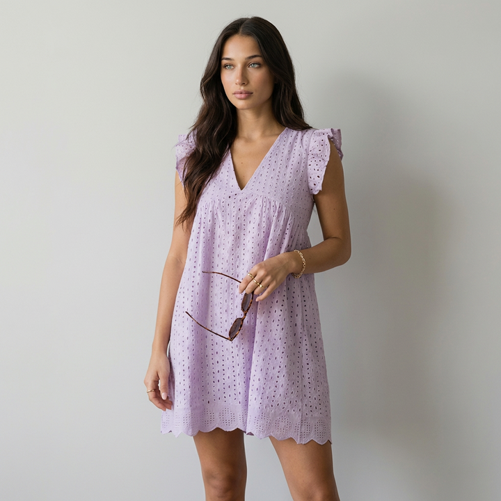 Elena - Vestido Mini com Bordado Inglês