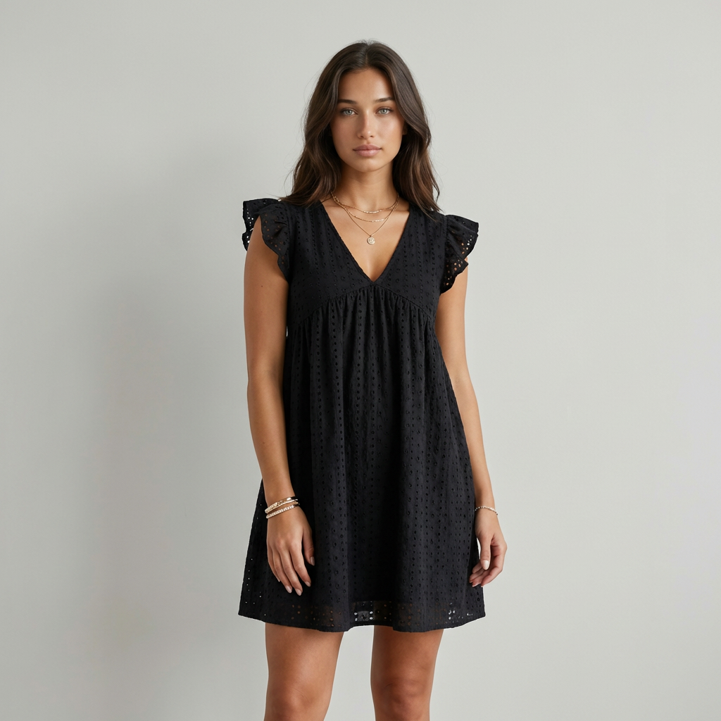 Elena - Vestido Mini com Bordado Inglês