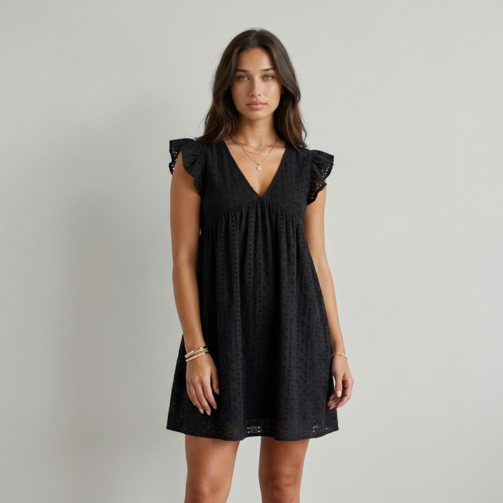 Elena - Vestido Mini com Bordado Inglês