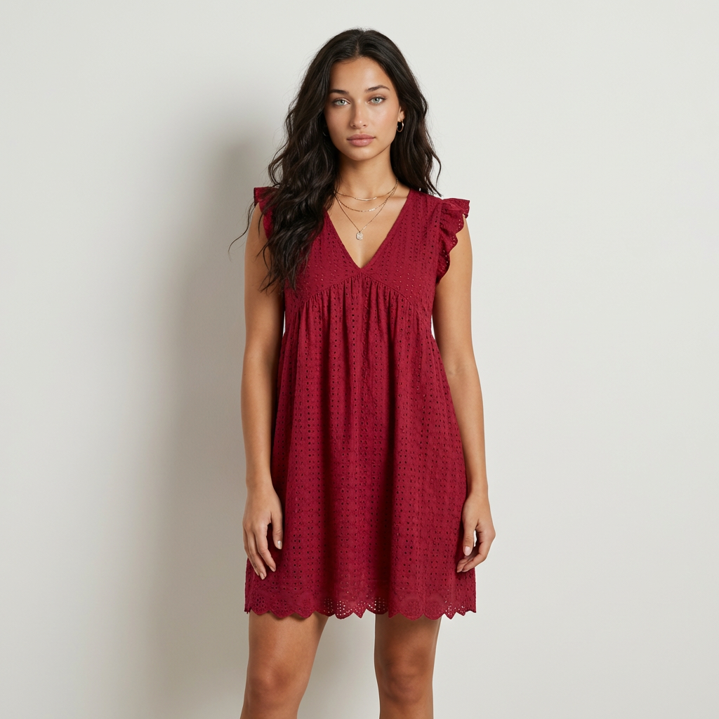 Elena - Vestido Mini com Bordado Inglês