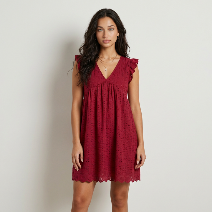 Elena - Vestido Mini com Bordado Inglês
