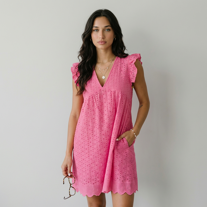 Elena - Vestido Mini com Bordado Inglês