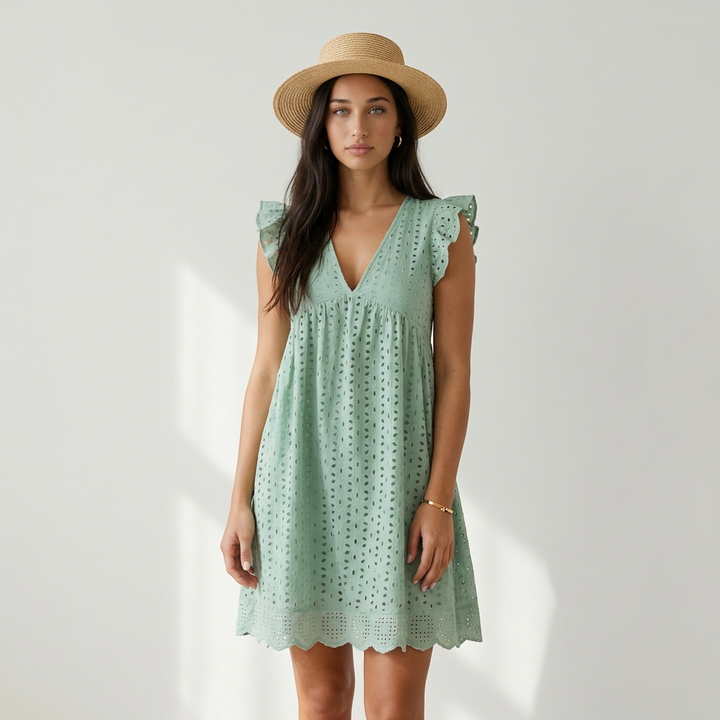 Elena - Vestido Mini com Bordado Inglês