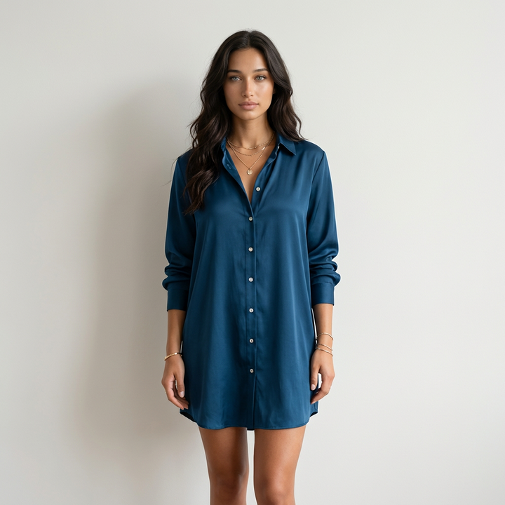 Gabriela - Vestido Camiseiro Acetinado