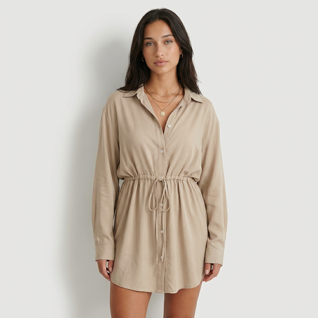 Gabriela - Vestido Camiseiro Acetinado
