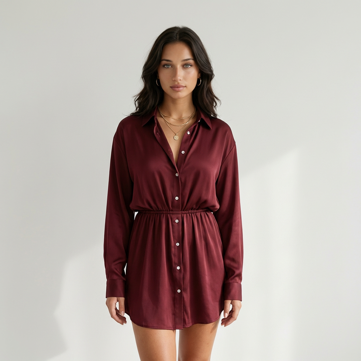 Gabriela - Vestido Camiseiro Acetinado