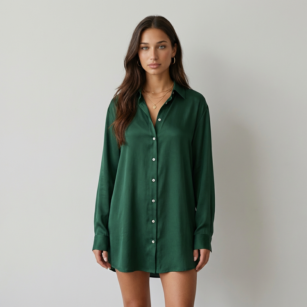 Gabriela - Vestido Camiseiro Acetinado