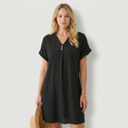 Delia - Vestido com Decote em V e Detalhes com Botões
