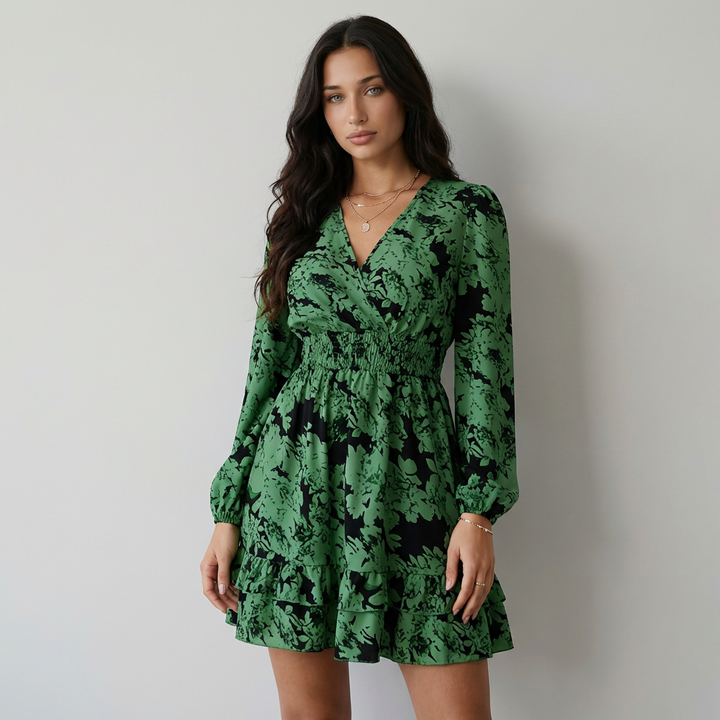Valeria Vestido Floral com Folhos