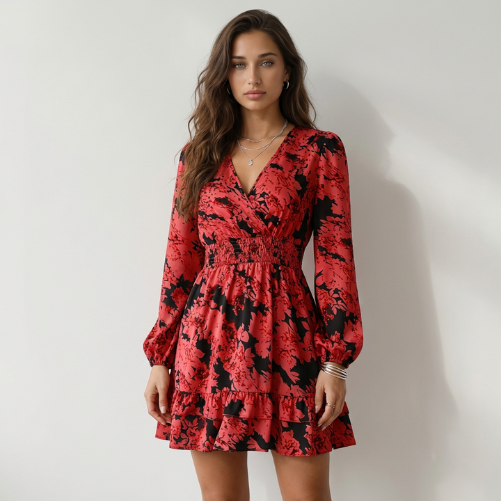 Valeria Vestido Floral com Folhos