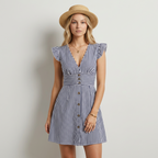 Marina Vestido às Riscas com Botões