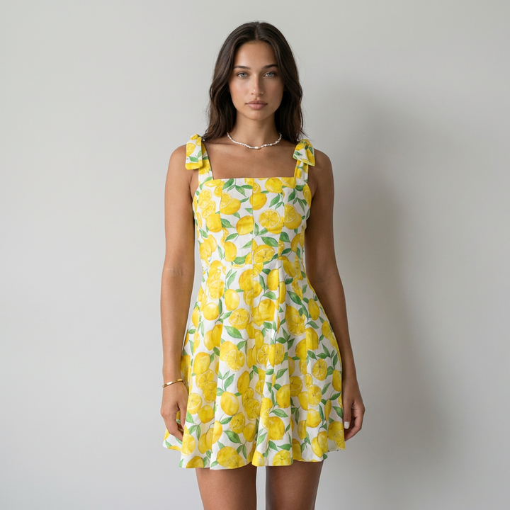 Lucía Vestido Floral Amarelo