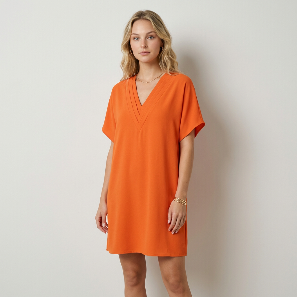 Mirabela Elegante Vestido com Decote em V Drapeado
