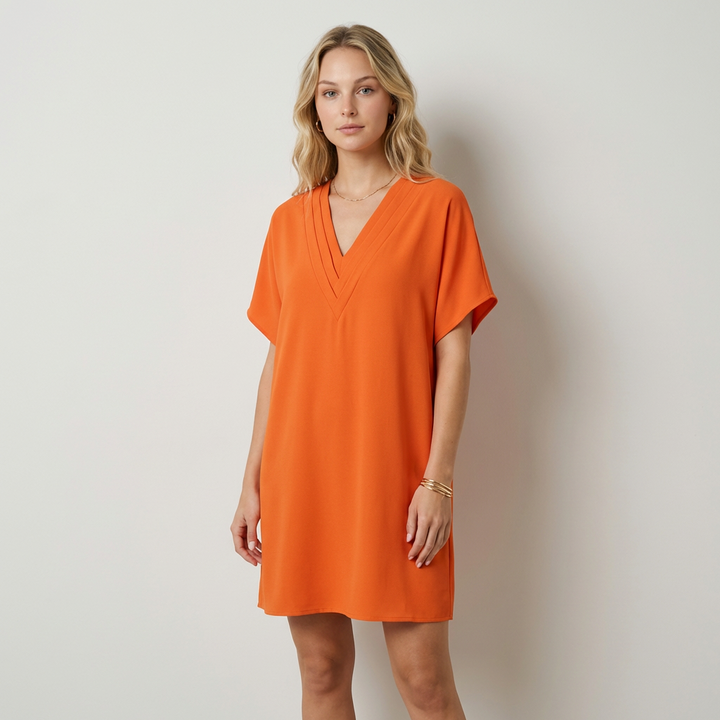Mirabela Elegante Vestido com Decote em V Drapeado