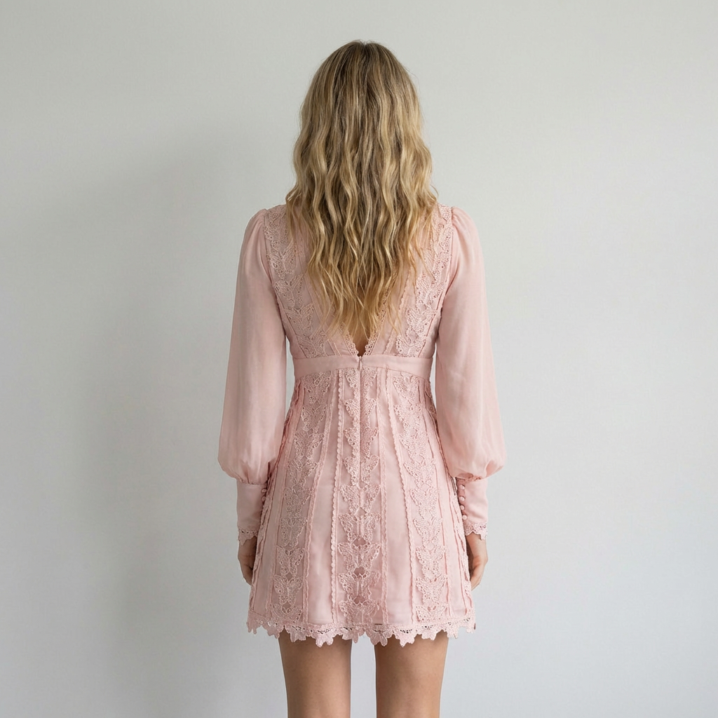 Isabella Vestido Rosa em Renda