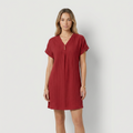 Delia - Vestido com Decote em V e Detalhes com Botões