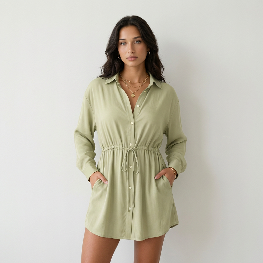 Gabriela - Vestido Camiseiro Acetinado